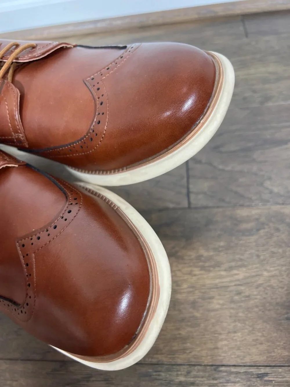 JOUSEN Men's Oxford Casual Brogue Wingtip DRE23035 Brown Sz 14 EUC